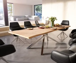 EsstischEdge 260x100 Akazie Natur Kreuzgestell Rechteck Edelstahl Live- Sofort versandfertig