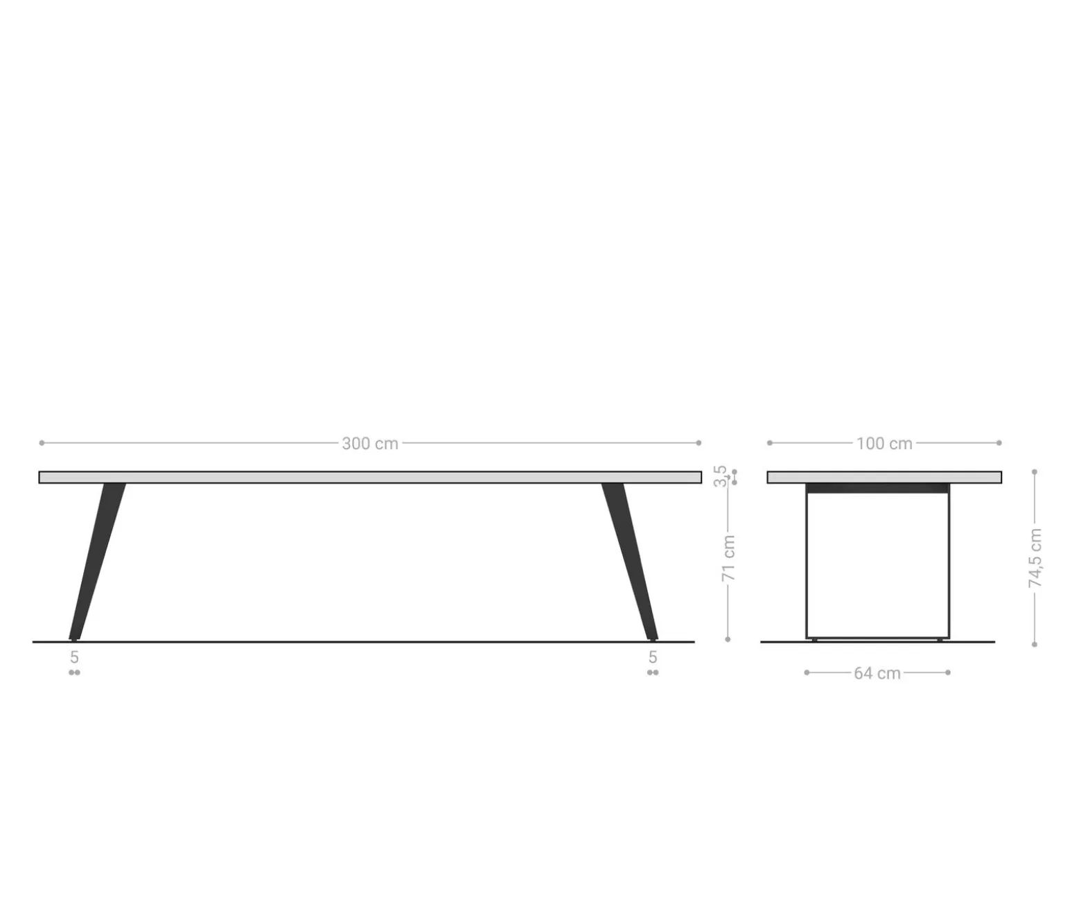 EsstischEdge 300x100 Akazie Natur Metall Schräg Live- Versandfertig ca. 07.11.26