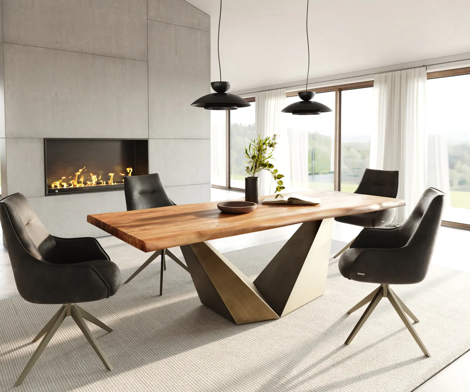 EsstischEdge 240x100 Akazie Natur Prisma Metallic Gold Live- Versandfertig ca. 24.08.26