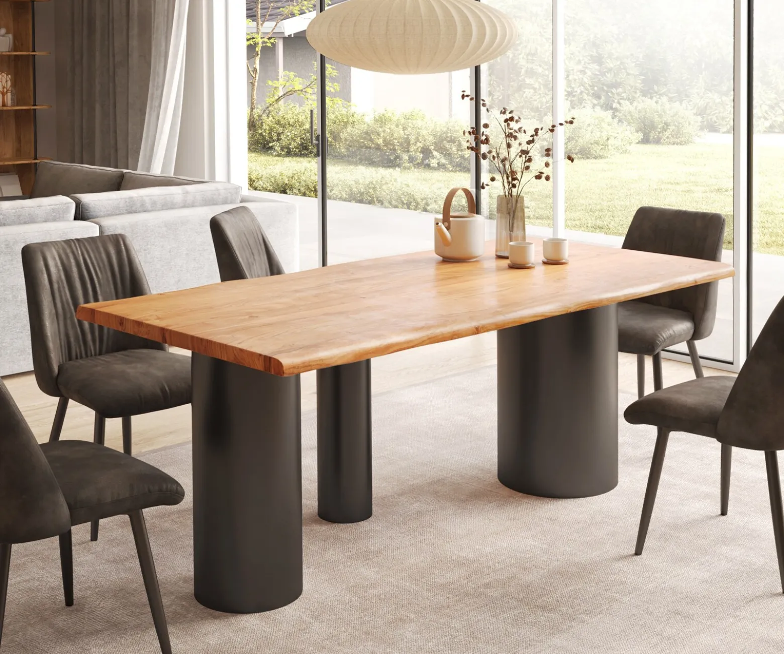 EsstischEdge 200x100 Akazie Natur Troa Metall Schwarz Live- Sofort versandfertig