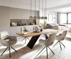 EsstischEdge 260x100 Akazie Natur V-Gestell Flachstahl Schwarz Live- Sofort versandfertig