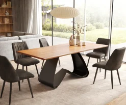 EsstischEdge 200x100 Akazie Natur W-Gestell Metall Schwarz Live- Sofort versandfertig