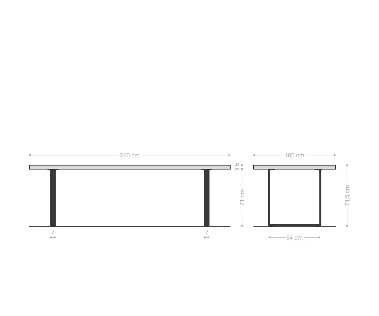 EsstischEdge 260x100 Akazie Platin Metall Schmal schwarz Live- Versandfertig ca. 07.11.26