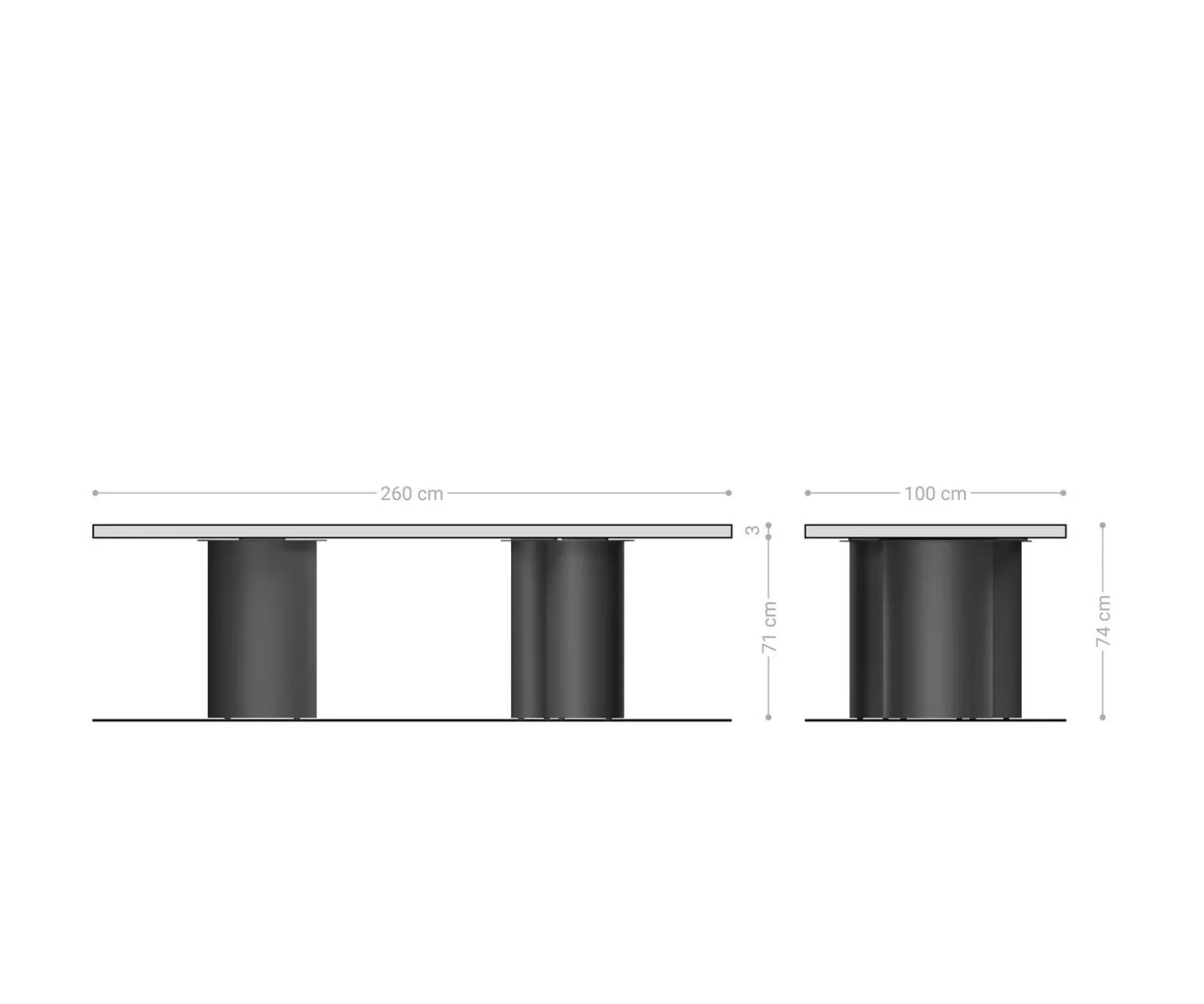 EsstischEdge 260x100 Akazie Platin Troa Edelstahl Graphit Live- Versandfertig ca. 07.11.26
