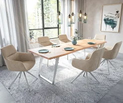 EsstischEdge 260x100cm Akazie Natur Edelstahl Silber schräg Live- Sofort versandfertig