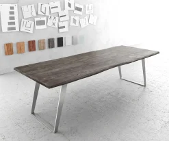 EsstischEdge 260x100cm Akazie Platin Edelstahl Silber schräg Live- Versandfertig ca. 07.11.26