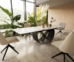 EsstischEdge 200-300x100 cm Keramik Calacatta Luxe Weiß-Gold-Grau Infinity Metall Schwarz ausziehbar Versandfertig ca. 25.09.26