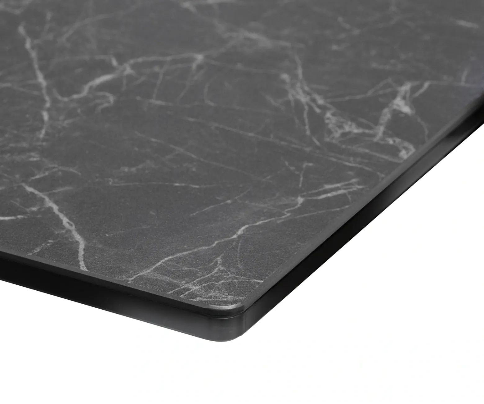 EsstischEdge 180-220x100cm Keramik Laminam®Nero Greco Anthrazit V-Mittelfuß Schwarz ausziehbar Sofort versandfertig