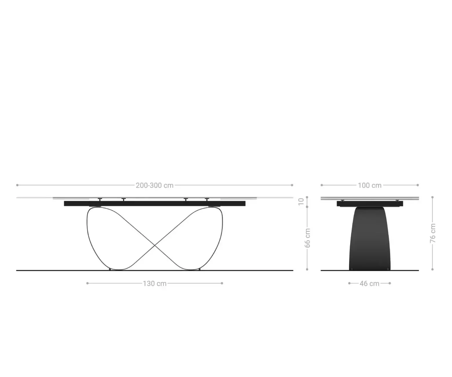 EsstischEdge 200-300x100 cm Keramik Laminam® Sabbia Eichefarbig Infinity Metall Schwarz ausziehbar Versandfertig ca. 25.09.26