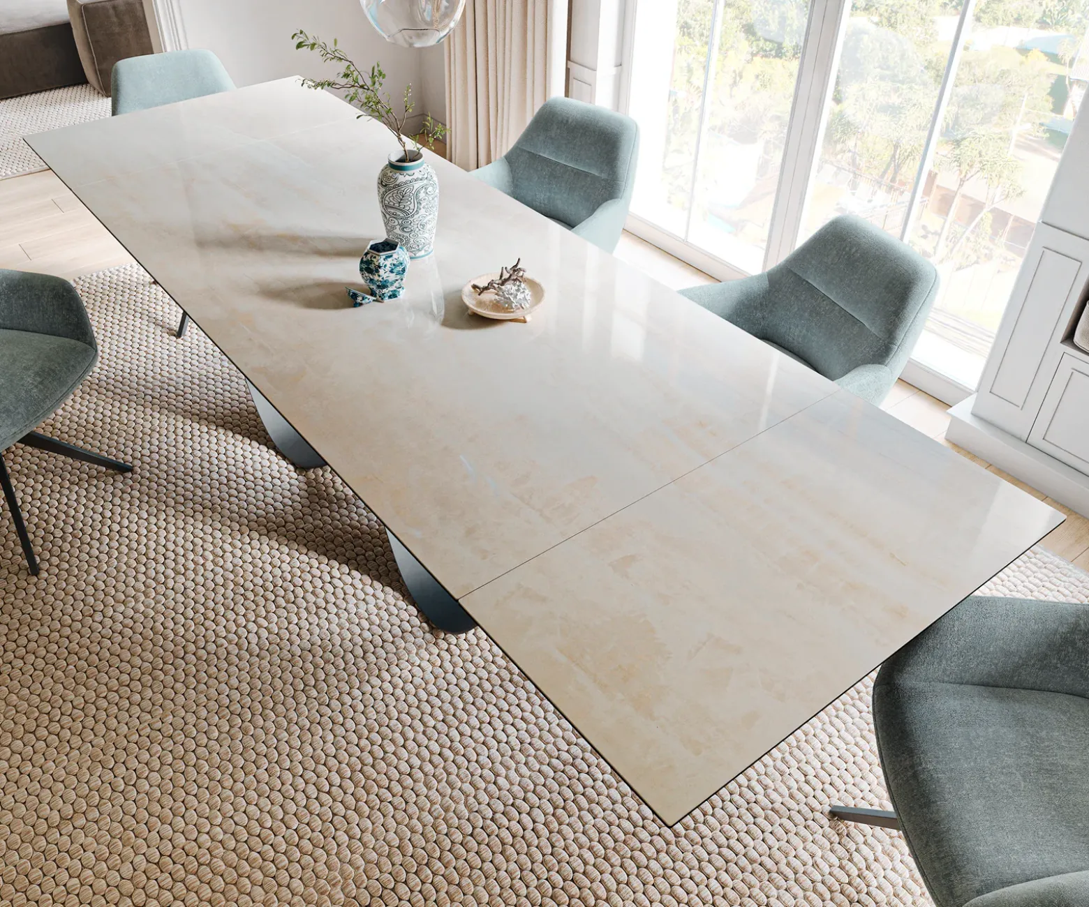 EsstischEdge 200-300x100 cm Keramik Onyx Champagne Infinity Metall Schwarz ausziehbar Versandfertig ca. 25.09.26