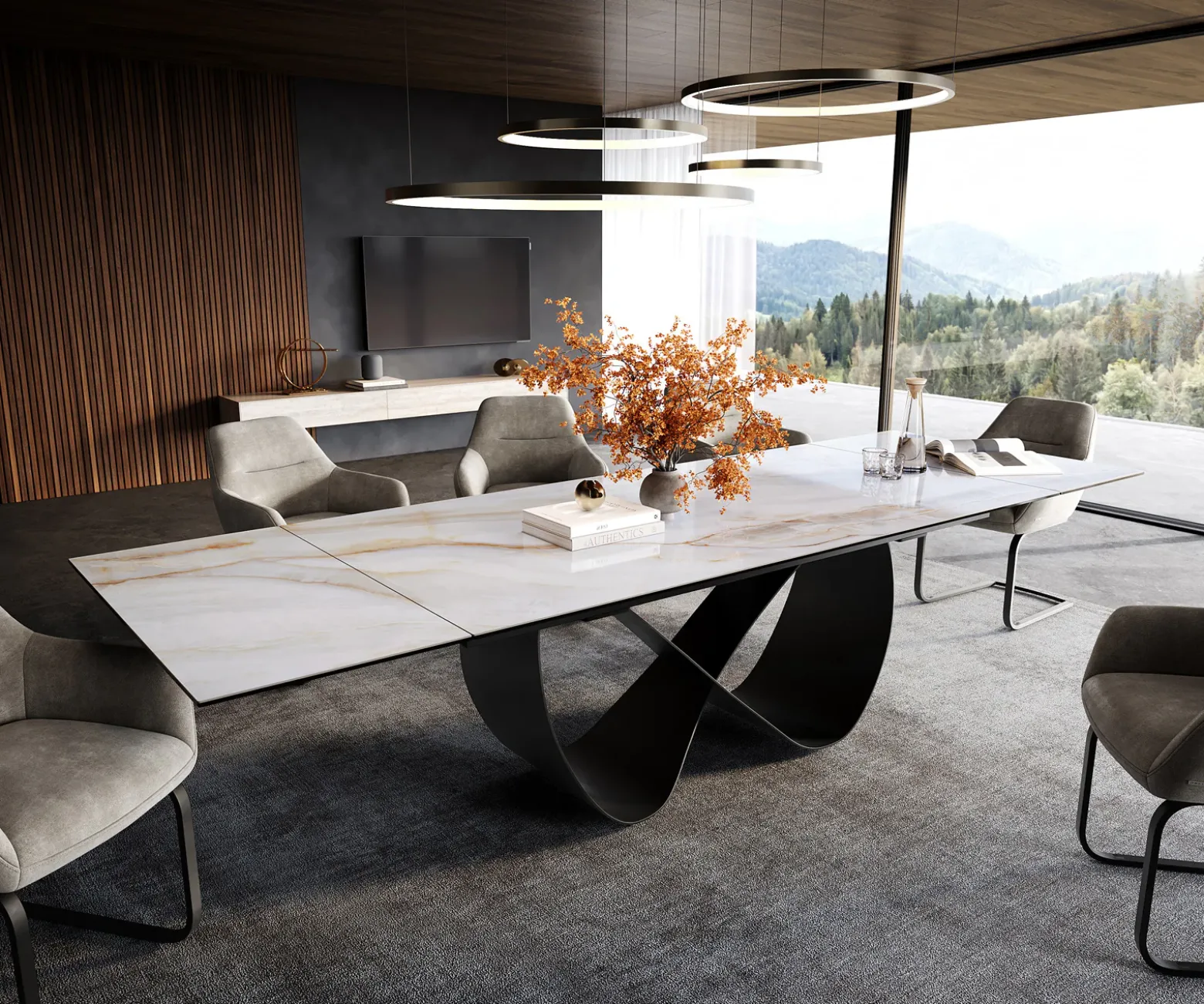 EsstischEdge 200-300x100 cm Keramik Onyx Pearl Infinity Metall Schwarz ausziehbar Versandfertig ca. 25.09.26