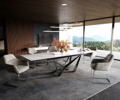 EsstischEdge 200-300x100 cm Keramik Onyx Pearl Spider Flachstahl Edelstahl ausziehbar Sofort versandfertig