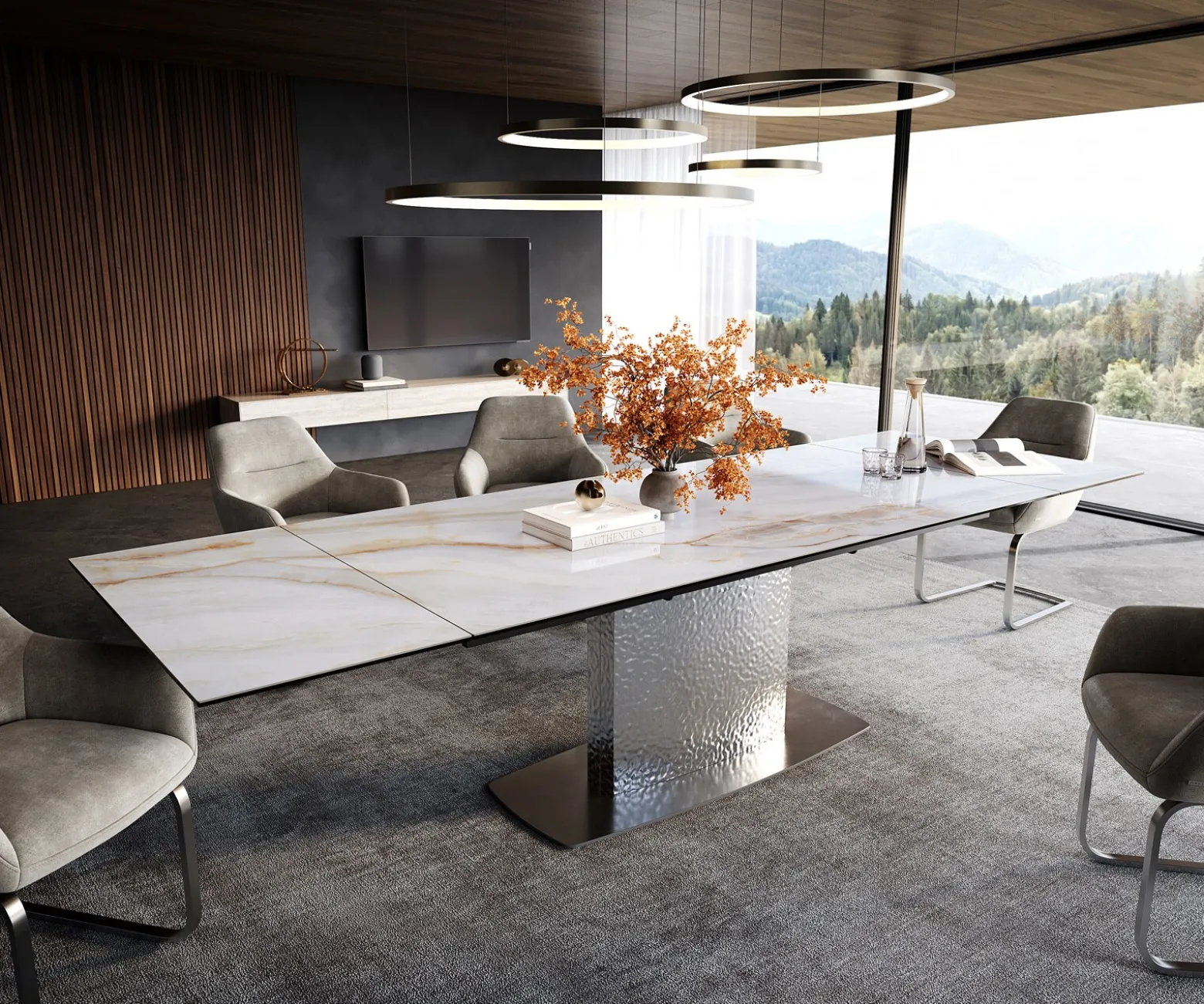 EsstischEdge 200-300x100 cm Keramik Onyx Pearl Wave Edelstahl ausziehbar Sofort versandfertig