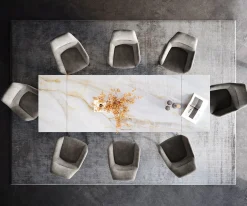 EsstischEdge 200-300x100 cm Keramik Onyx Pearl Wave Edelstahl ausziehbar Sofort versandfertig