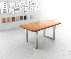 EsstischEdge 160x90cm XL Akazie Natur Edelstahl breit Live- Sofort versandfertig