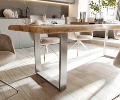 EsstischEdge 280x100cm XL Akazie Natur Edelstahl schmal Live- Sofort versandfertig