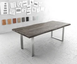 EsstischEdge 220x100cm XL Akazie Platin Edelstahl schmal Live- Versandfertig ca. 07.11.26