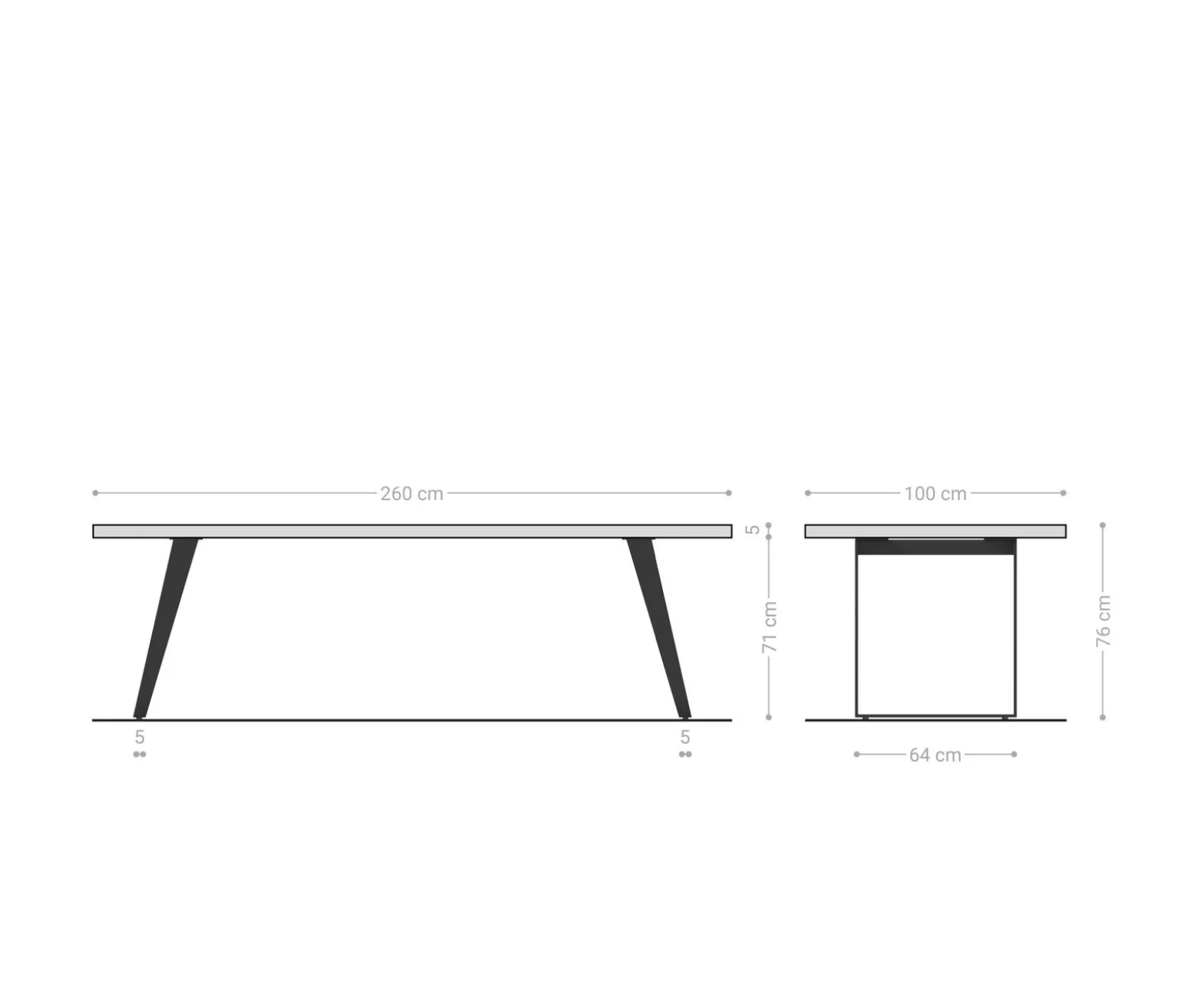 EsstischEdge 260x100 Eiche Natur Edelstahl Schräg Live- Versandfertig ca. 14.11.26