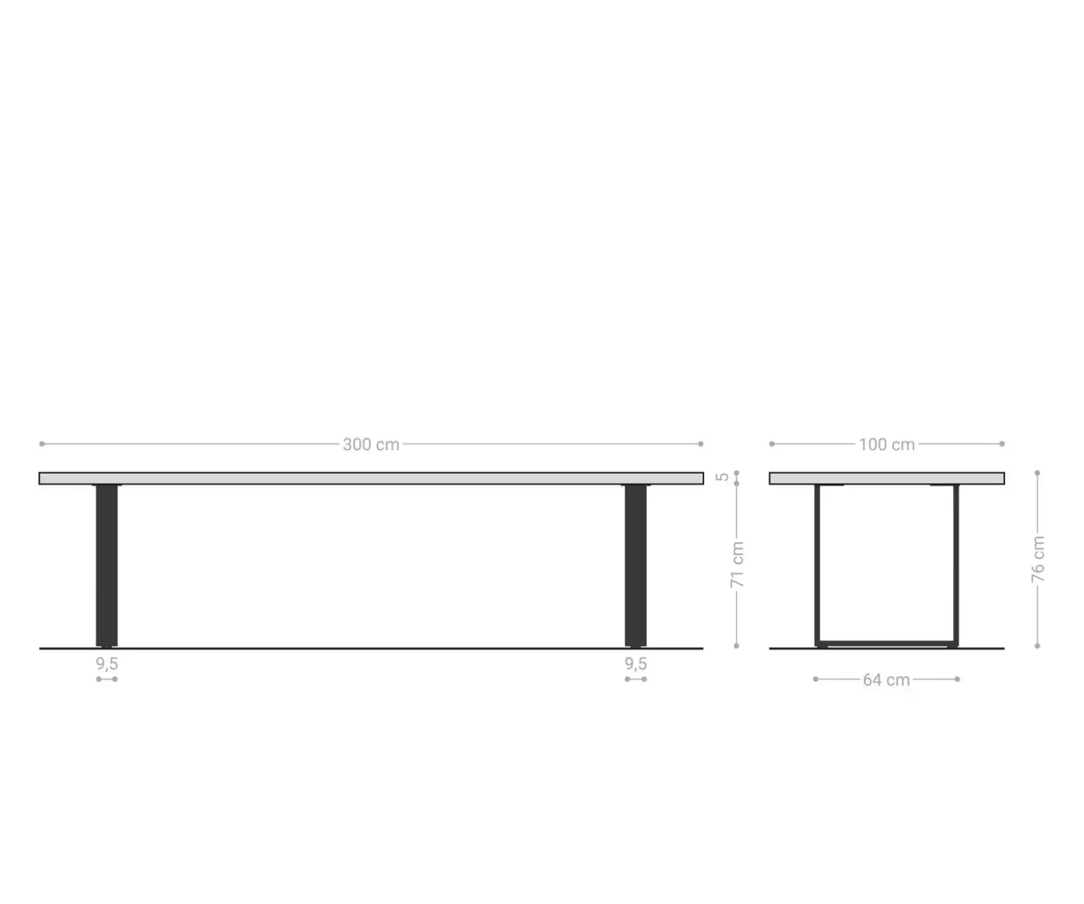 EsstischEdge 300x100 Eiche Natur Edelstahl Schmal Versandfertig ca. 14.11.26