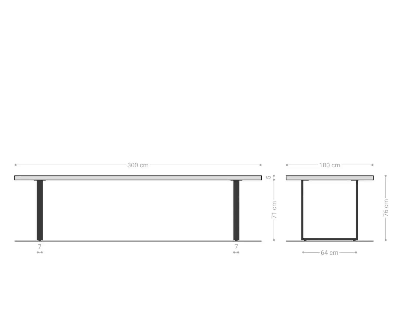 EsstischEdge 300x100 Eiche Natur Metall Schmal schwarz Versandfertig ca. 14.11.26