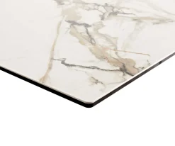 EsstischEdge 200-300x100 Keramik Calacatta Luxe Weiß-Gold-Grau Kreuzgestell Rechteck Schwarz ausziehbar Sofort versandfertig
