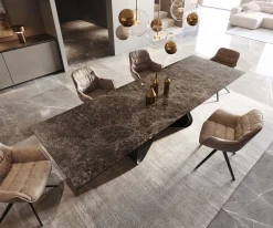 EsstischEdge 200-300x100 Keramik Emperador Extra Lucidato Dunkelbraun W-Gestell Schwarz ausziehbar Sofort versandfertig