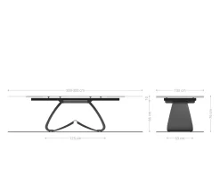 EsstischEdge 200-300x100 Keramik Laminam®Noir Desir Braun W-Gestell Schwarz ausziehbar Sofort versandfertig