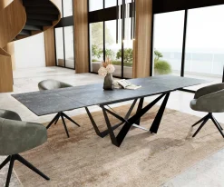 EsstischEdge 200-300x100 Keramik Laminam®Nero Greco Anthrazit Spider Flachstahl Schwarz ausziehbar Sofort versandfertig