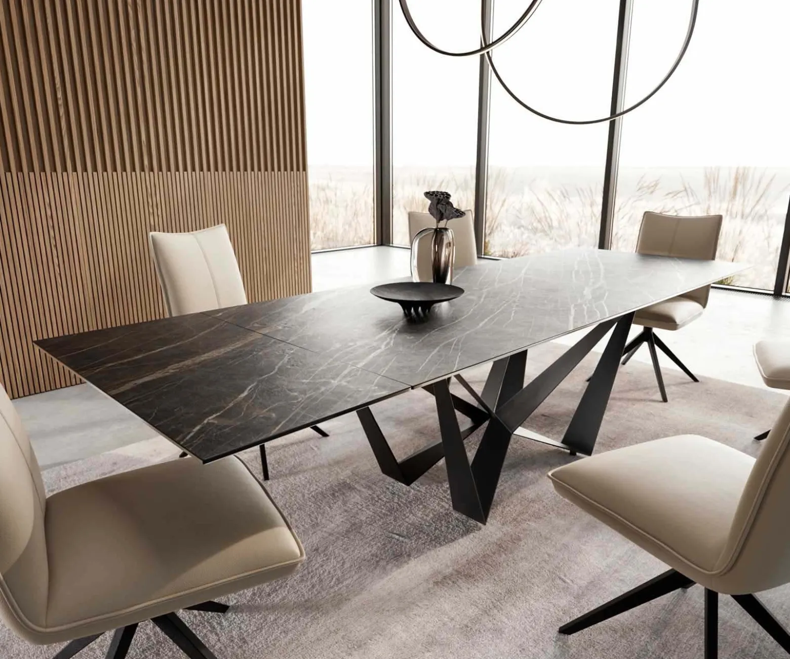 EsstischEdge 200-300x100 Keramik Laminam®Noir Desir Braun Spider Flachstahl Schwarz ausziehbar Sofort versandfertig