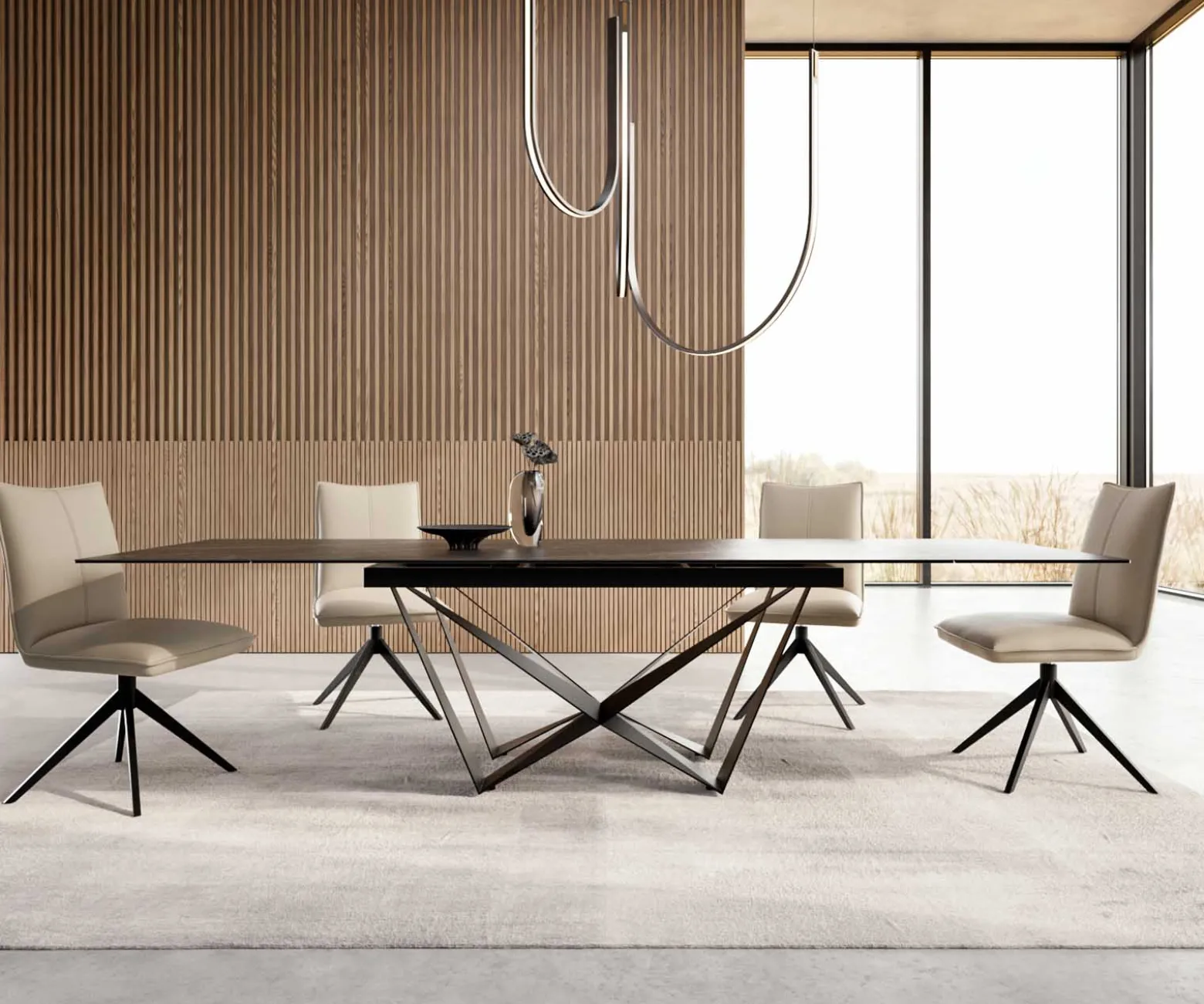 EsstischEdge 200-300x100 Keramik Laminam®Noir Desir Braun Spider Flachstahl Schwarz ausziehbar Sofort versandfertig