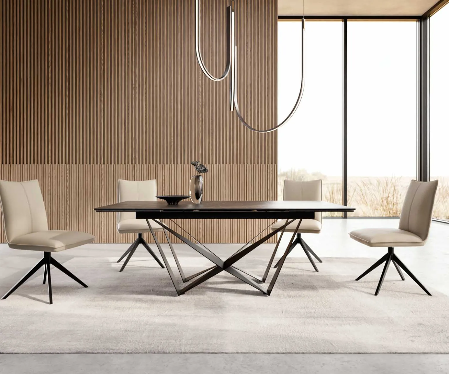 EsstischEdge 200-300x100 Keramik Laminam®Noir Desir Braun Spider Flachstahl Schwarz ausziehbar Sofort versandfertig