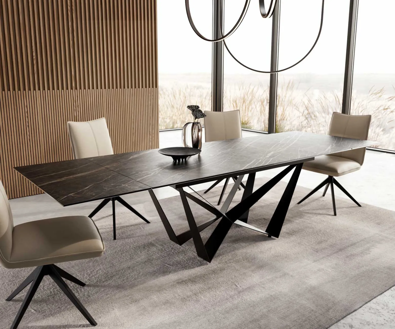 EsstischEdge 200-300x100 Keramik Laminam®Noir Desir Braun Spider Flachstahl Schwarz ausziehbar Sofort versandfertig