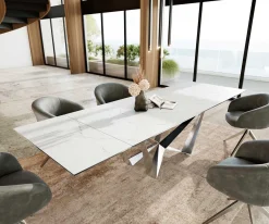 EsstischEdge 200-300x100 Keramik Laminam®Statuarietto Weiß Spider Flachstahl Edelstahl ausziehbar Versandfertig ca. 28.10.26