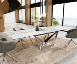 EsstischEdge 200-300x100 Keramik Laminam®Statuarietto Weiß Spider Flachstahl Edelstahl ausziehbar Versandfertig ca. 28.10.26