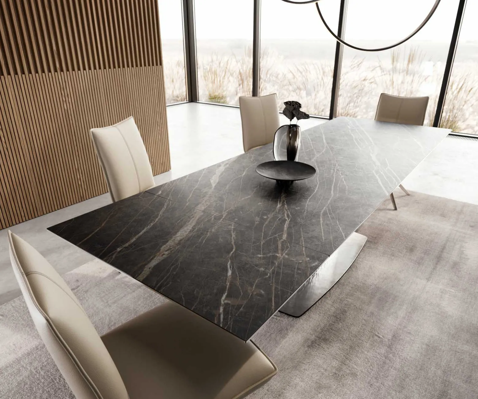 EsstischEdge 200-300x100 Keramik Laminam®Noir Desir Braun Wave Edelstahl ausziehbar Sofort versandfertig