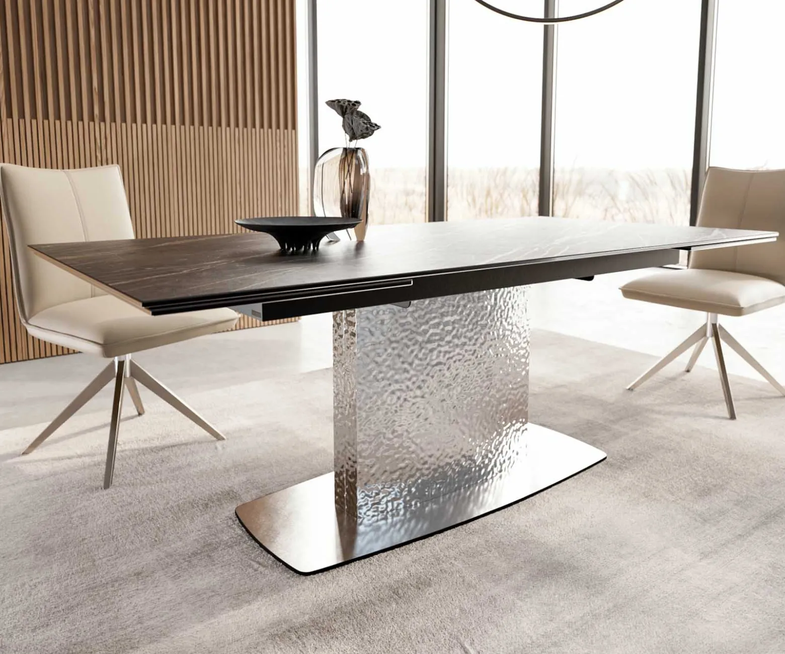 EsstischEdge 200-300x100 Keramik Laminam®Noir Desir Braun Wave Edelstahl ausziehbar Sofort versandfertig