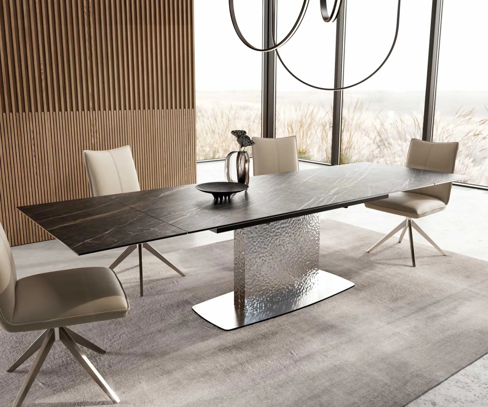 EsstischEdge 200-300x100 Keramik Laminam®Noir Desir Braun Wave Edelstahl ausziehbar Sofort versandfertig