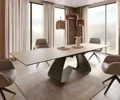 EsstischEdge 200-300x100 Keramik Laminam® Sabbia Eichefarbig W-Gestell Effektfinish Titan Ausziehbar Sofort versandfertig