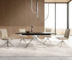 EsstischEdge 200-300x100 Keramik Laminam®Noir Desir Braun Kreuzgestell Rechteck Edelstahl ausziehbar Sofort versandfertig