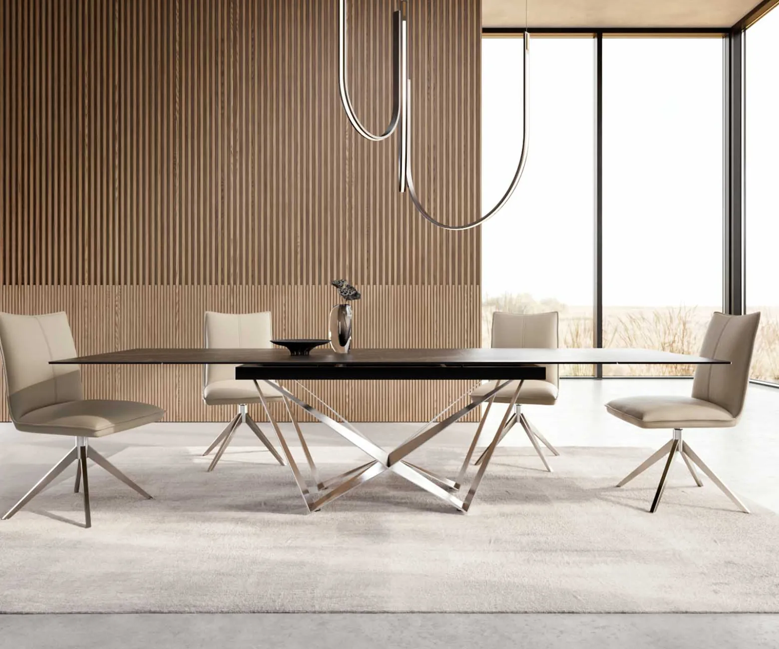 EsstischEdge 200-300x100 Keramik Laminam®Noir Desir Braun Spider Flachstahl Edelstahl ausziehbar Sofort versandfertig