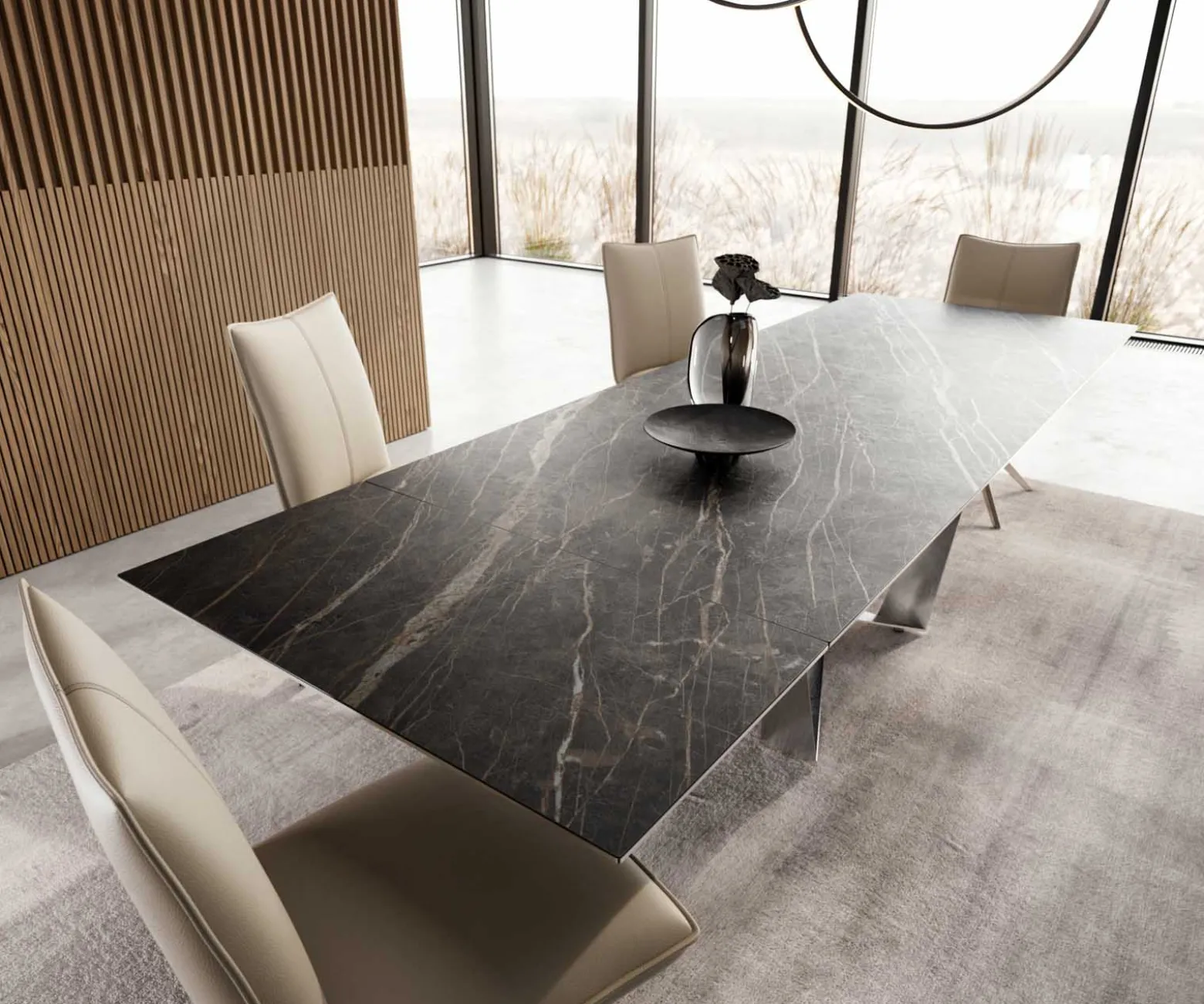 EsstischEdge 200-300x100 Keramik Laminam®Noir Desir Braun Spider Flachstahl Edelstahl ausziehbar Sofort versandfertig