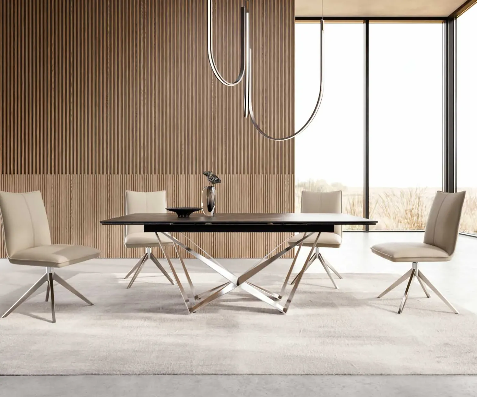 EsstischEdge 200-300x100 Keramik Laminam®Noir Desir Braun Spider Flachstahl Edelstahl ausziehbar Sofort versandfertig