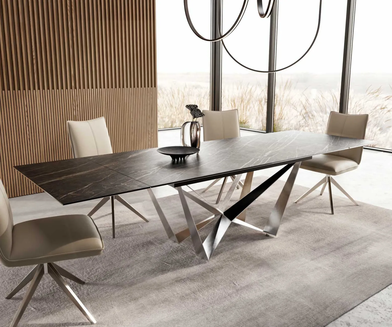 EsstischEdge 200-300x100 Keramik Laminam®Noir Desir Braun Spider Flachstahl Edelstahl ausziehbar Sofort versandfertig