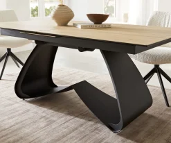 EsstischEdge 180-220x100 Keramik Laminam® Sabbia Eichefarbig W-Gestell Schwarz ausziehbar Sofort versandfertig