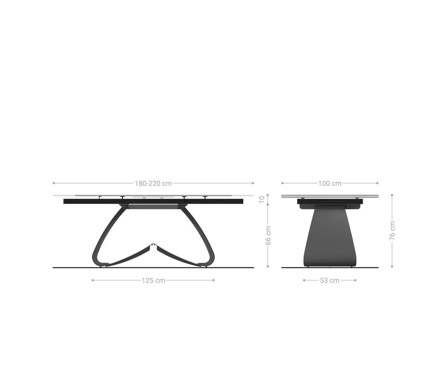 EsstischEdge 180-220x100 Keramik Laminam® Sabbia Eichefarbig W-Gestell Schwarz ausziehbar Sofort versandfertig