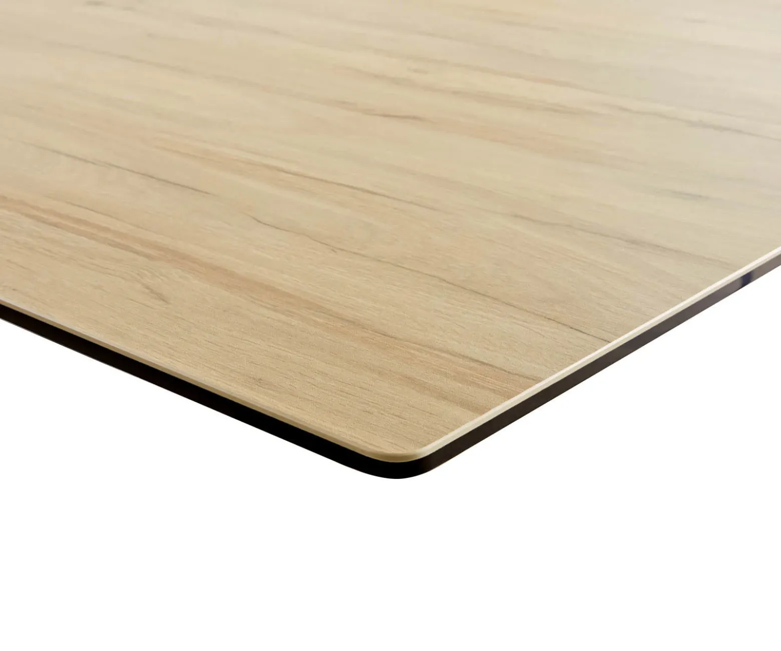 EsstischEdge 180-220x100 Keramik Laminam® Sabbia Eichefarbig V-Gestell Flachstahl Schwarz ausziehbar Sofort versandfertig