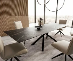EsstischEdge 200-300x100 Keramik Laminam®Noir Desir Braun Kreuzgestell Rechteck Schwarz ausziehbar Sofort versandfertig