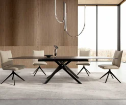 EsstischEdge 200-300x100 Keramik Laminam®Noir Desir Braun Kreuzgestell Rechteck Schwarz ausziehbar Sofort versandfertig