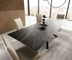 EsstischEdge 200-300x100 Keramik Laminam®Noir Desir Braun Kreuzgestell Rechteck Schwarz ausziehbar Sofort versandfertig