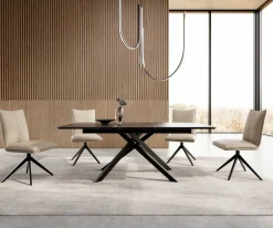 EsstischEdge 200-300x100 Keramik Laminam®Noir Desir Braun Kreuzgestell Rechteck Schwarz ausziehbar Sofort versandfertig